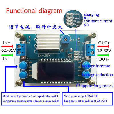 Boost/step-down constant voltage constant current battery charging LCD display