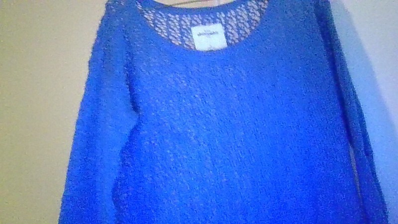 Abercrombie Kids Size Large Bright Blue Loose Knit Long Slv Sweater Beach Cover