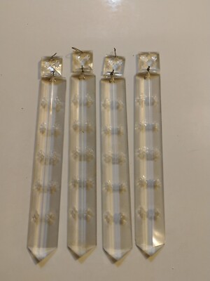 Antique Crystal Prisms Triangular Star Snowflake 9'' Set Of 4