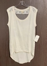 Liberty Garden Tank Top Womens S Lace Back USA Made Summer Beach Terry Stretch