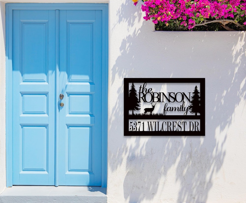 Personalized Pine Tree Address Sign, Custom Address Sign, Metal Address Numbers
