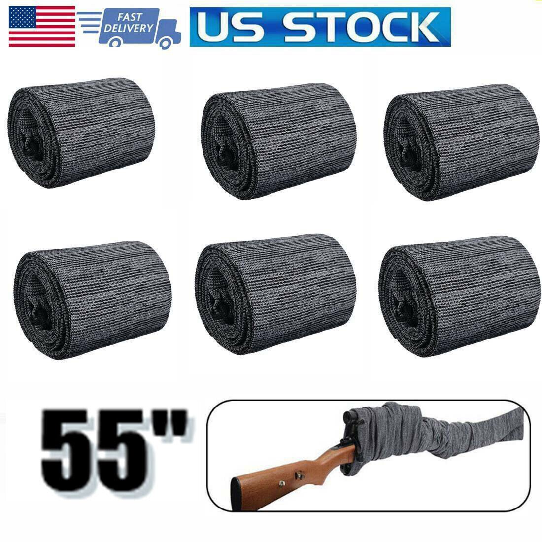 6 Pcs Silicone Treated Cover Gun Sock Protection Storge Sleeve Up To 55" Gray US