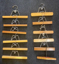 12 Vintage Wooden Assorted Pants Clamp Hangers Hanger