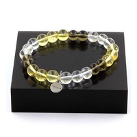Steine Und Mineralien. Armband Perlen Quarz + Citrin + Rauchquarz 8 Mm. Fabri