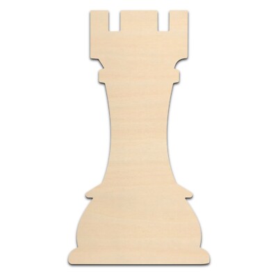 Rook Chess Piece Wood Cutout Unfinished Laser Cut Shape 3mm Craft DIY Up to 14''