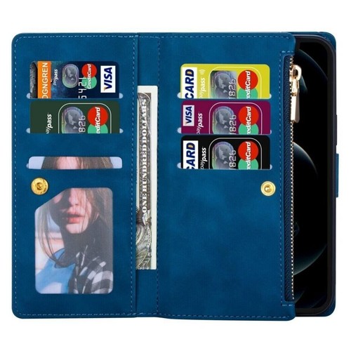 For iPhone 16 15 14 13 12 11 Pro Max Plus Leather Zipper Wallet Case Flip Cover - Picture 54 of 73