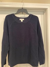 Christopher and Banks Blue Crewneck Pullover Ribbed Long Sleeve Top Size XL