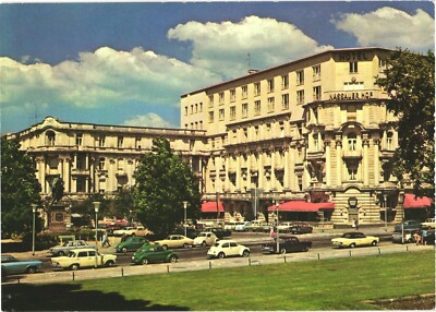 Wiesbaden Germany Hotel Nassauer Hof Vintage Cars Chrome Postcard Unused