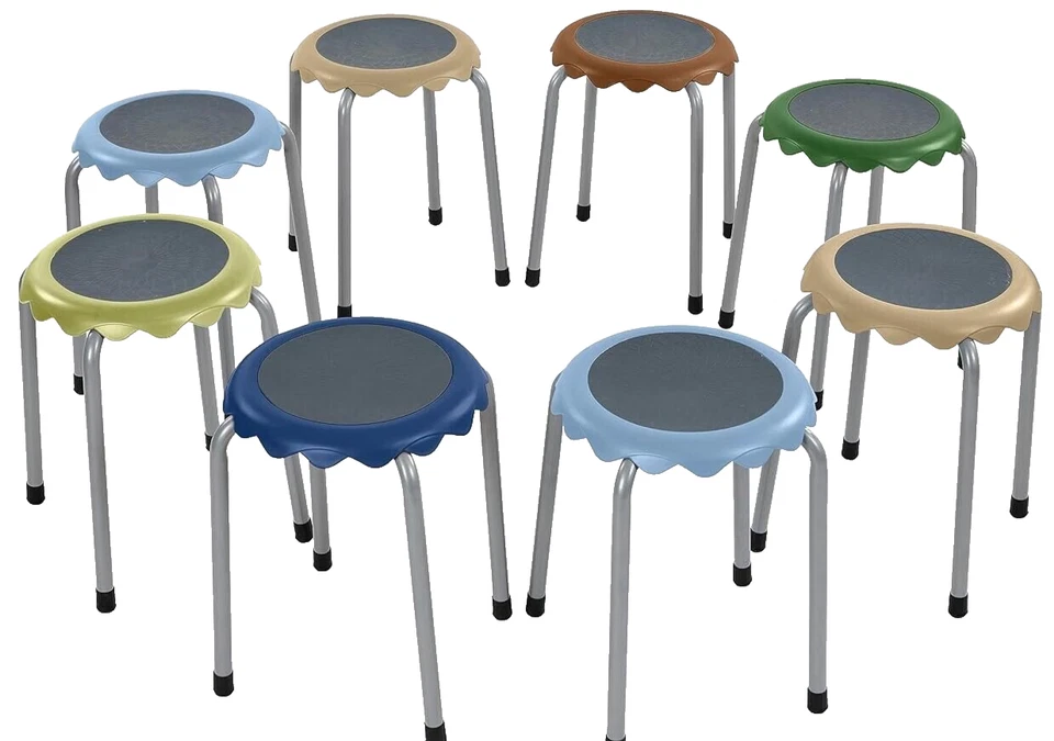PACK DE 8 Juego de Taburetes Apilables ECR4Kids Margarita, Asientos Flexibles TONO TIERRA Foto 2 de 4
