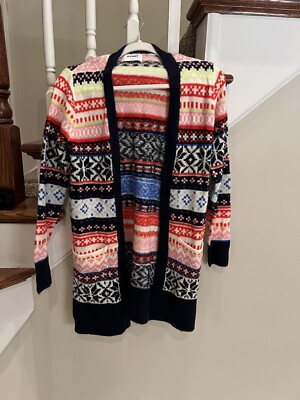 NWT Old Navy XS Blue Red Pink Fair Isle Striped Open Cardigan