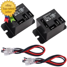 2PCS Power Relay DC12V Coil 30A SPDT(1NO 1NC) with Flange Mounting and 10 Quick