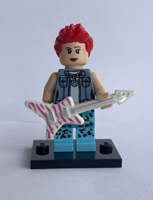 100% Lego Girl Punk ROCKER Heavy Metal ROCK STAR Pink Stripe GUITAR Leopard Legs