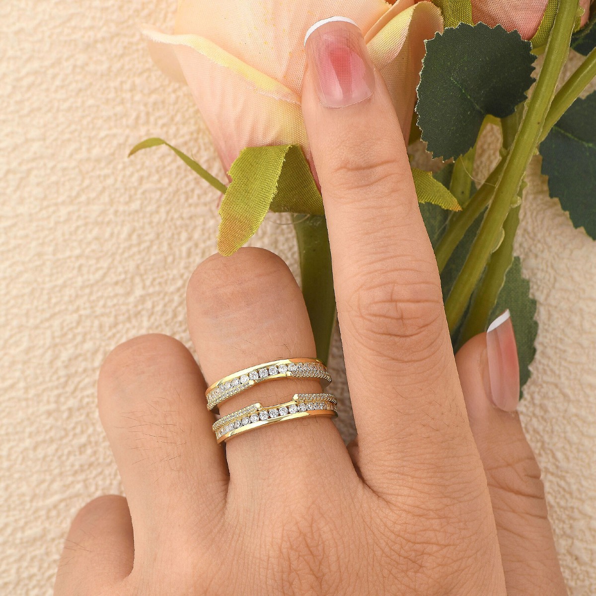 Cathedral Ring Enhancers Wrap Guard for Engagement Ring Gold 
