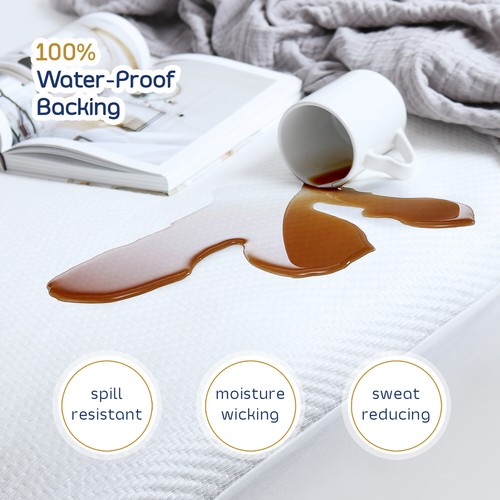 Cooling Mattress Protector Waterproof Fitted Mattress Cover Elastic All around - Picture 21 of 36