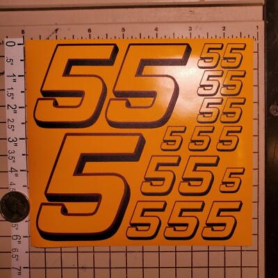 Yellow wBurgandy & Black #5's  Racing Numbers Vinyl Decal Sheet 1/10-1/12 