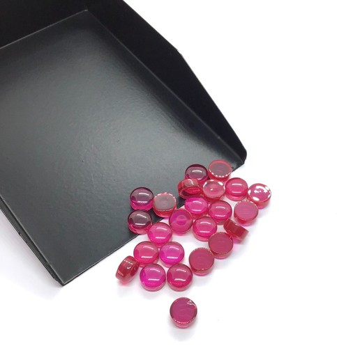 AAA Synthetic Red Ruby 7mto10mm Round FlatBack Cabochon Imitation Loose Gemstone - Picture 9 of 23