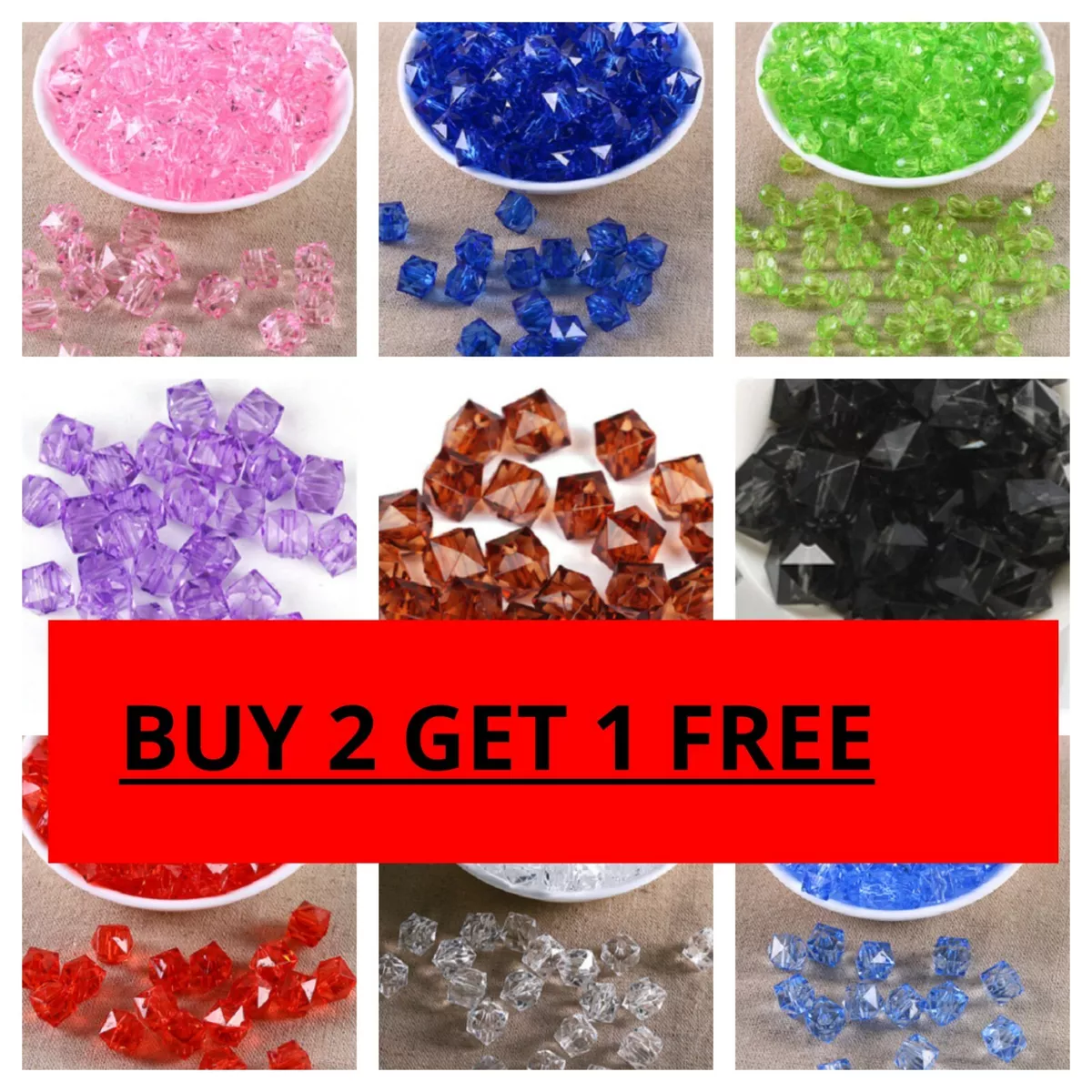 8mm Multicoloured Crystal Clear Beads Rainbow Diamond Jewellery DIY Sparkly