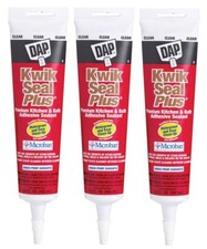 3 DAP Kwik Seal Plus Silicone Latex Adhesive Caulk Clear Paintable 5.5oz 18546