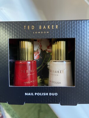 NEU UND VERPACKT Ted Baker Nagellack ZWEI Duo Rot & Maniküre Rosa Natur Nude Geschenkset