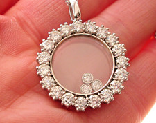 Floating Diamonds Circle Pendant. 3.72ct Natural Diamonds. 18ct GOLD. REPORT.FAB