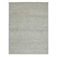 5'4"x7'1" Egret White Hand Knotted Modern Grass Design Wool Oriental Rug R76026