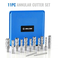 ZELCAN 13 PCS Annular Cutter Set HSS Magnetic Drill Bits Weldon Shank 2" Depth