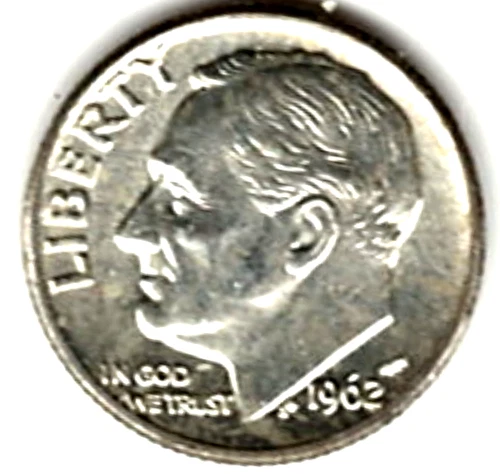 1962 D ROOSEVELT DIME in BRILLIANT UNCIRCULATED CONDITION stk B1007