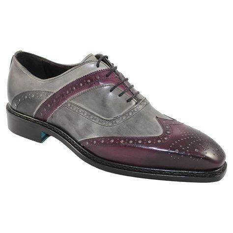 Handmade Leather Men Gray Purple 
