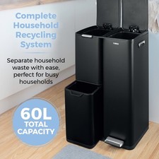 Image of Tower60L Recycling Pedal Bin Black