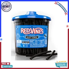 Red Vines Black Licorice Candy Black Licorice Soft Chewy Candy Twists 3.5Lbs Jar