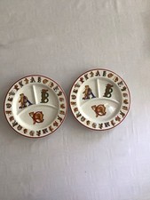 Two Tiffany Co. Alphabet Bears Divided Children s Porcelain Plates, Excellent