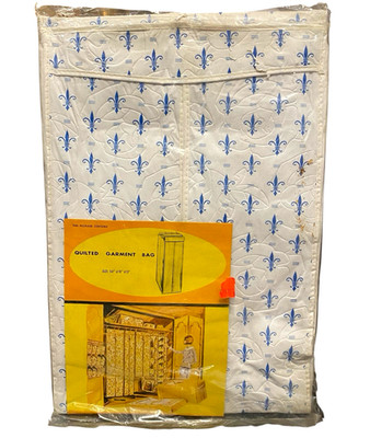 VTG Quilted Hanging 54'' Garment Dress Bag Blue NEW Sealed Closet Organizer 60s