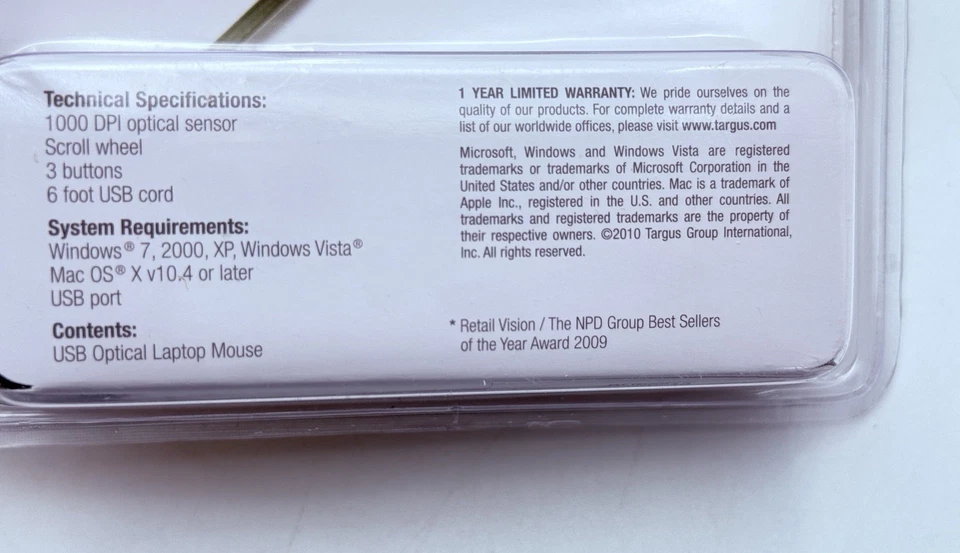 Targus USB Optical Laptop Mouse BUS0213 - Image 4 of 4