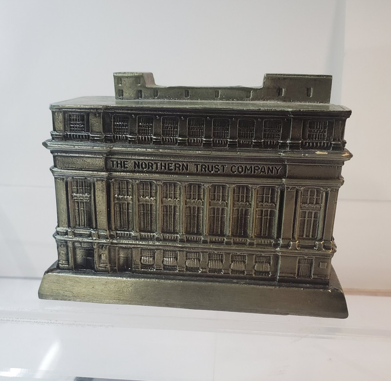 Northern Trust Building Metal Coin Bank 1989 "A Century of Service"
