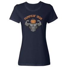 Funny Pumpkin’ Iron Graphic - Halloween Gym Design Ladies' Crewneck T-Shirt