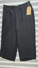 Crivit Jet Black Cropped Trousers Culottes Large fit size 14 16