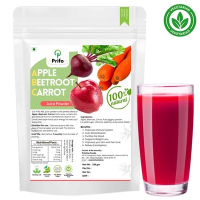 Prifo ABC Juice Powder 250g   Apple Beetroot Carrot   Immunity, Energy, Detox