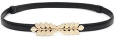 Women Skinny Belts Thin PU Leather Waist Belt with Gold Buckle for Dresses Le...