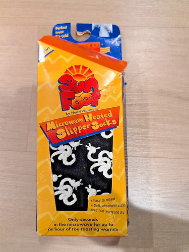 Vintage Sun Feet Microwave Heated Non-Skid Slipper Socks By HeartWarmers NOS