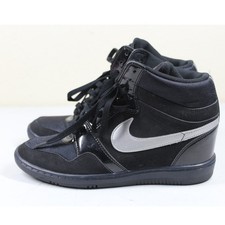 Nike Force Dunk Sky Hi zeppa nascosta tacco nero argento alto 629746-001 donna 9