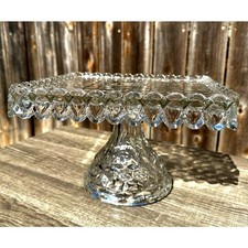Fostoria Retired 1915-82 American Clear Cube Square 10 1/8" Cake Stand Rum Well
