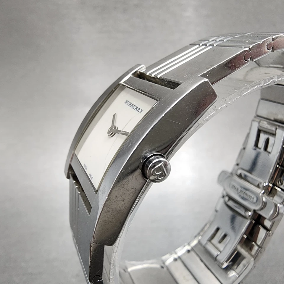 Burberry Tank Watch Women White Dial Stainless Steel Rectangle BU4303 New Batt - Image 3 of 4