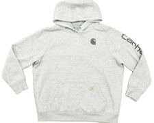 Carhartt Women Relaxed Fit Heather Gray Pullover Hoodie XL 16-18 Graphic Sleeve