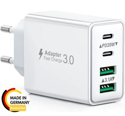 40W USB-C Schnellladegerät mit 4 Ports für iPhone, iPad, Samsung - Bild 1 von 4