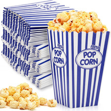 100 Pack Popcorn Boxes Classic Stripe Paper Popcorn Buckets Disposable Oil Proof
