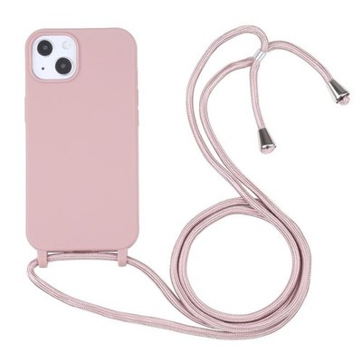 TPU Schutzhülle für iPhone 14 Plus Candy Colors mit Kordel (Rosegold
