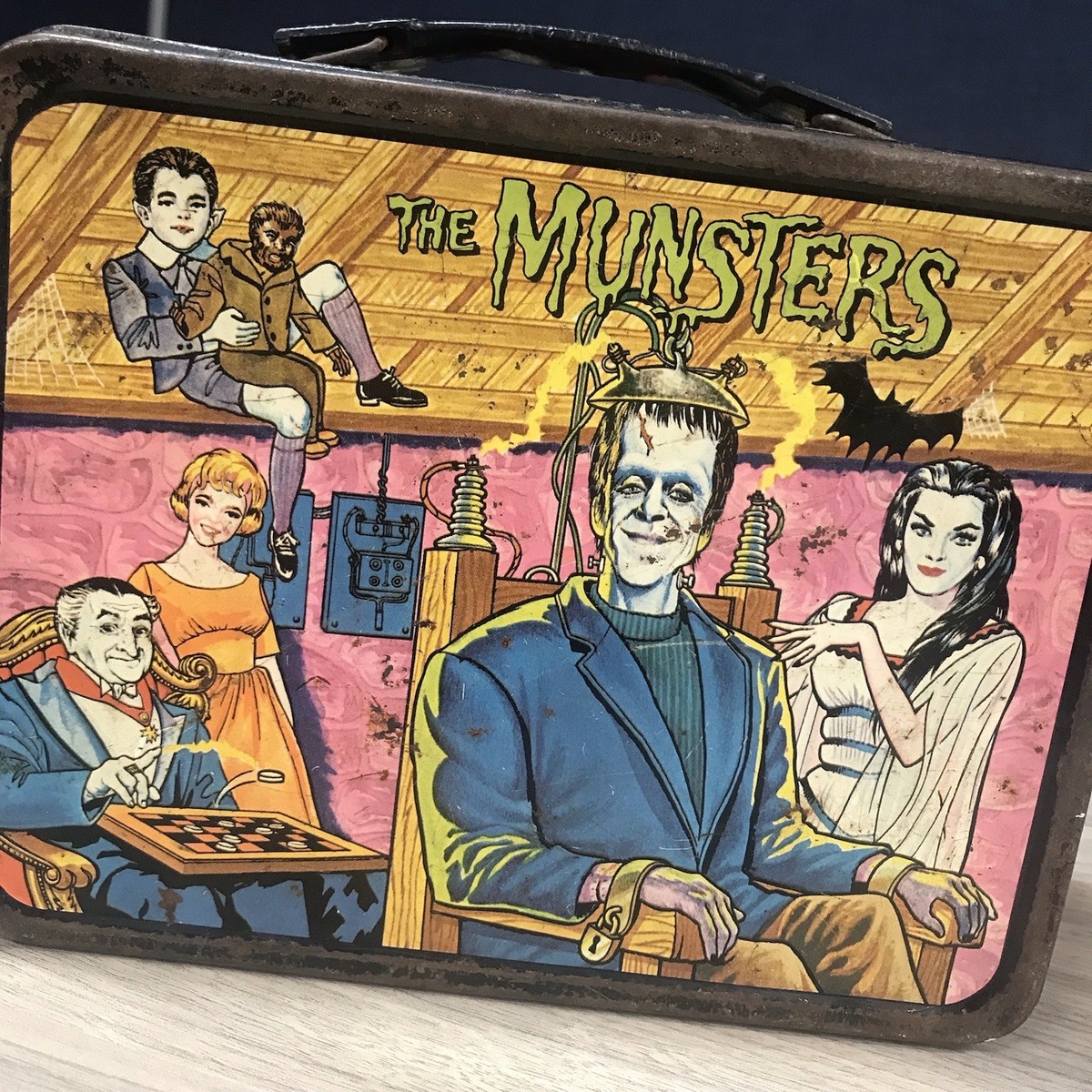 Vintage 1965 Munsters Metal Lunch Box Kayro-Vue No Thermos PLEASE
