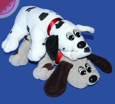 Tonka 1986 POUND PUPPIES Lot of 2 Dog Gray white Spots Floppy Ears Plush Animals