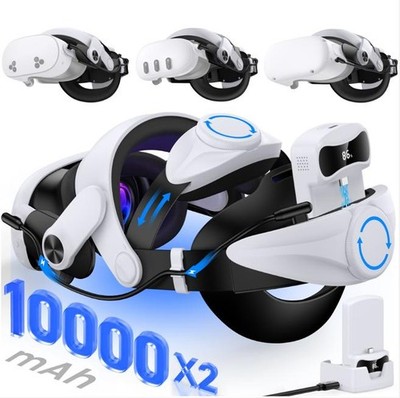Adjustable Strap Head + 10000mAh Battery for Meta Quest 3/ Quest 3s/ 2 Elite 