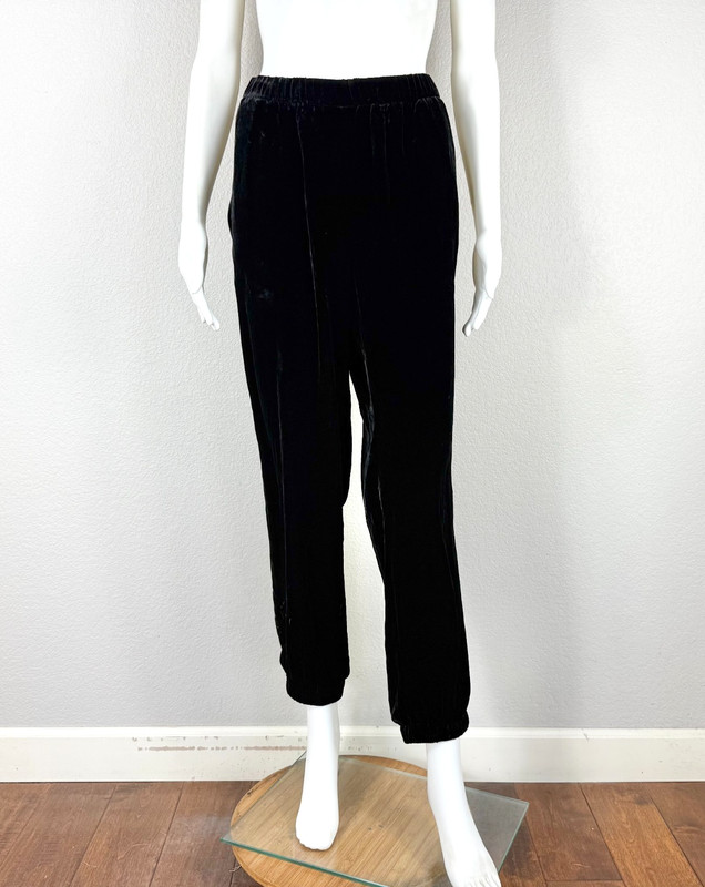 EILEEN FISHER Velvet Joggers Pants Black With Pockets! - Size Large L - NTSF